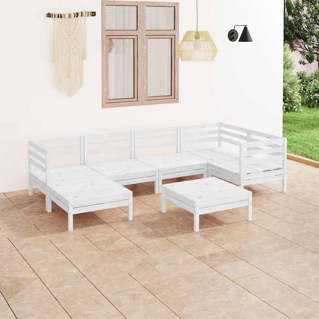 7-tlg. Garten-Lounge-Set Massivholz Kiefer Weiß