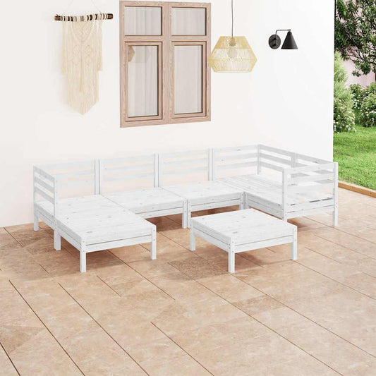 7-tlg. Garten-Lounge-Set Massivholz Kiefer Weiß
