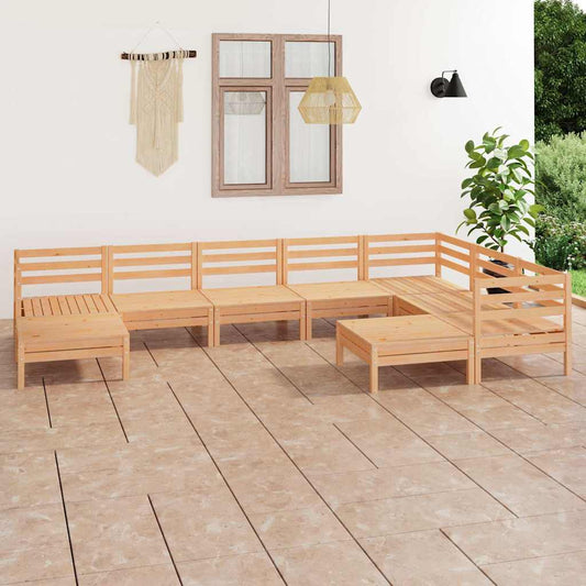 9-tlg. Garten-Lounge-Set Massivholz Kiefer