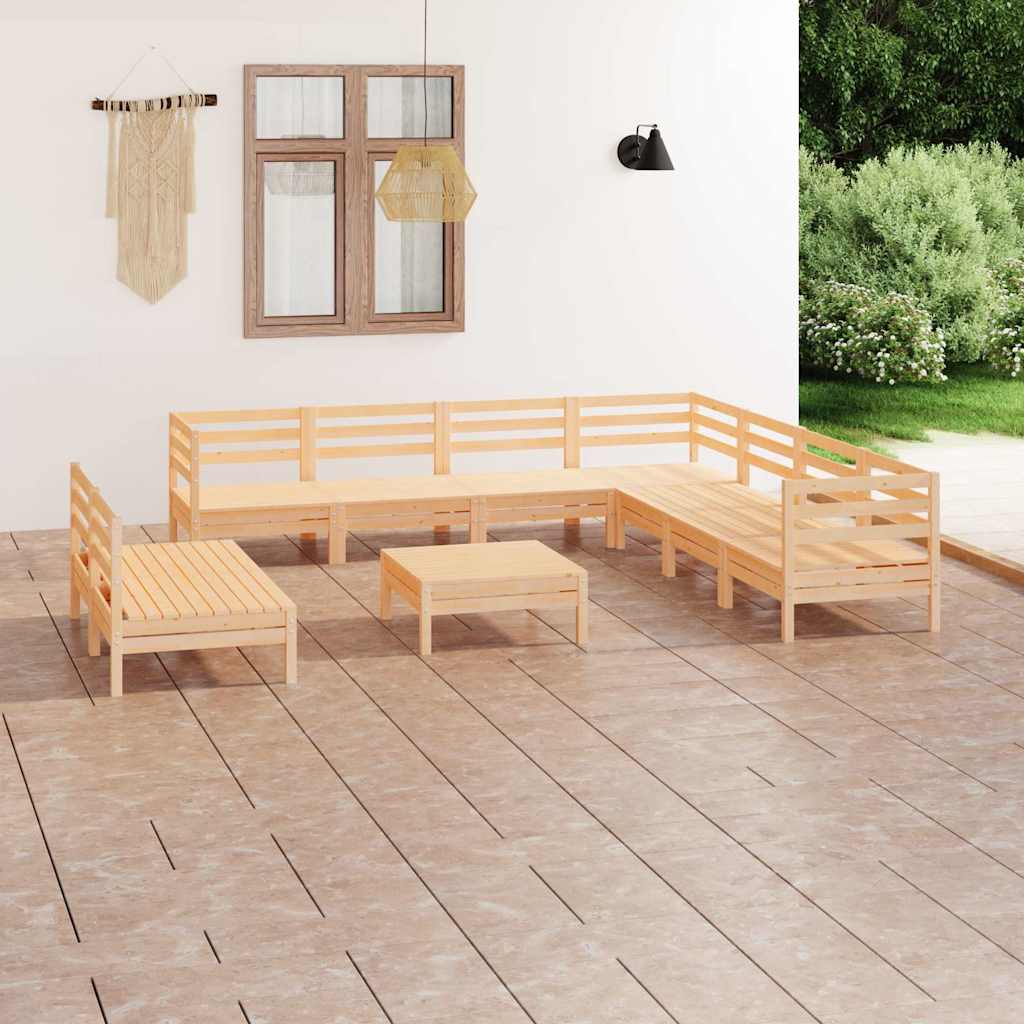 10-tlg. Garten-Lounge-Set Massivholz Kiefer