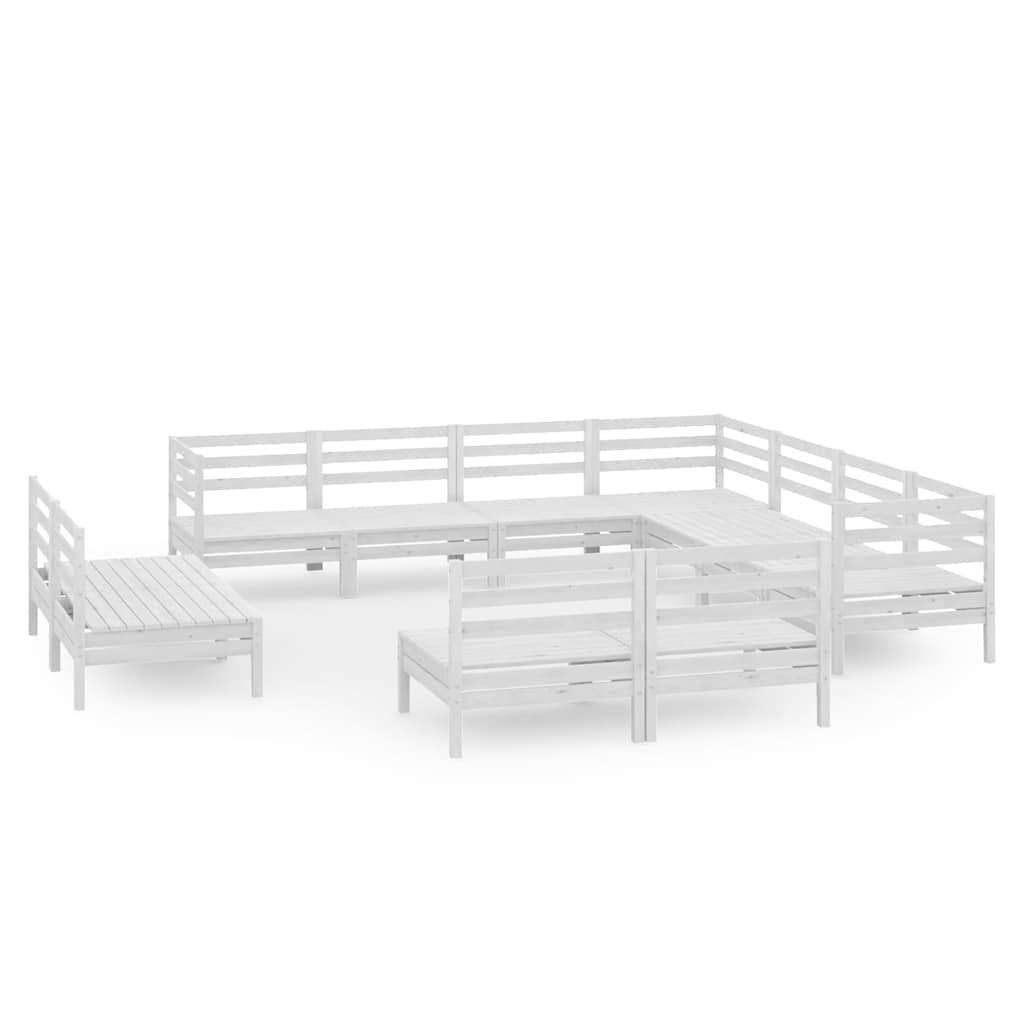 11-tlg. Garten-Lounge-Set Massivholz Kiefer Weiß