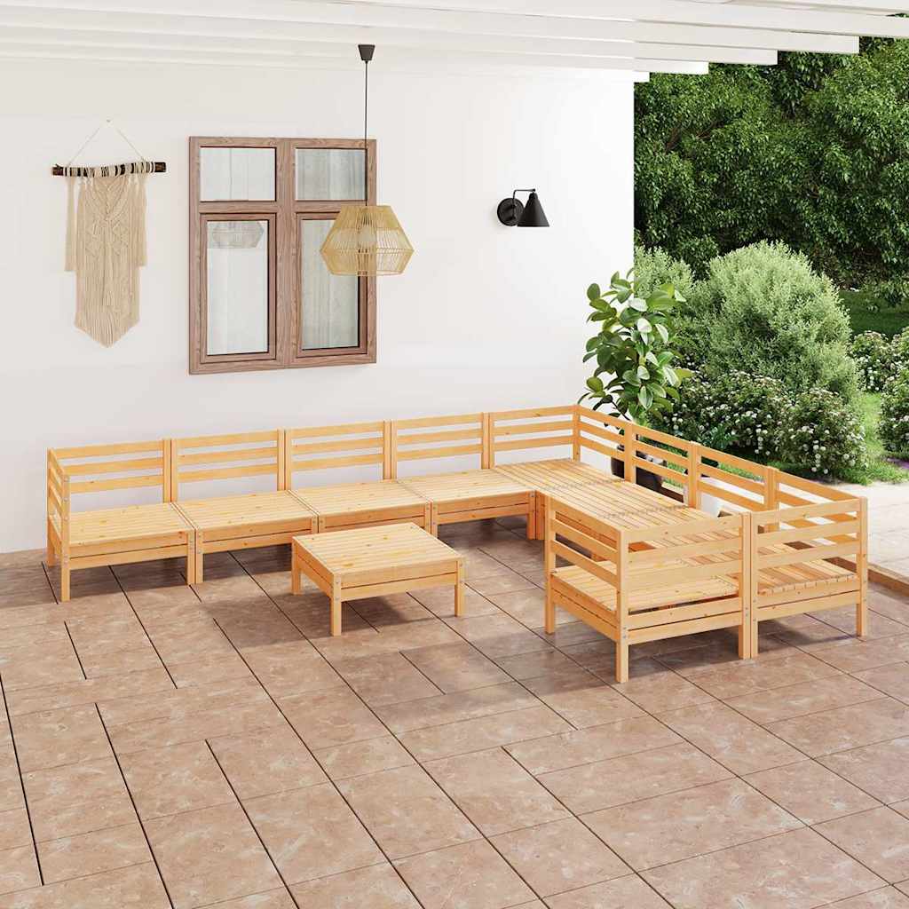 10-tlg. Garten-Lounge-Set Massivholz Kiefer