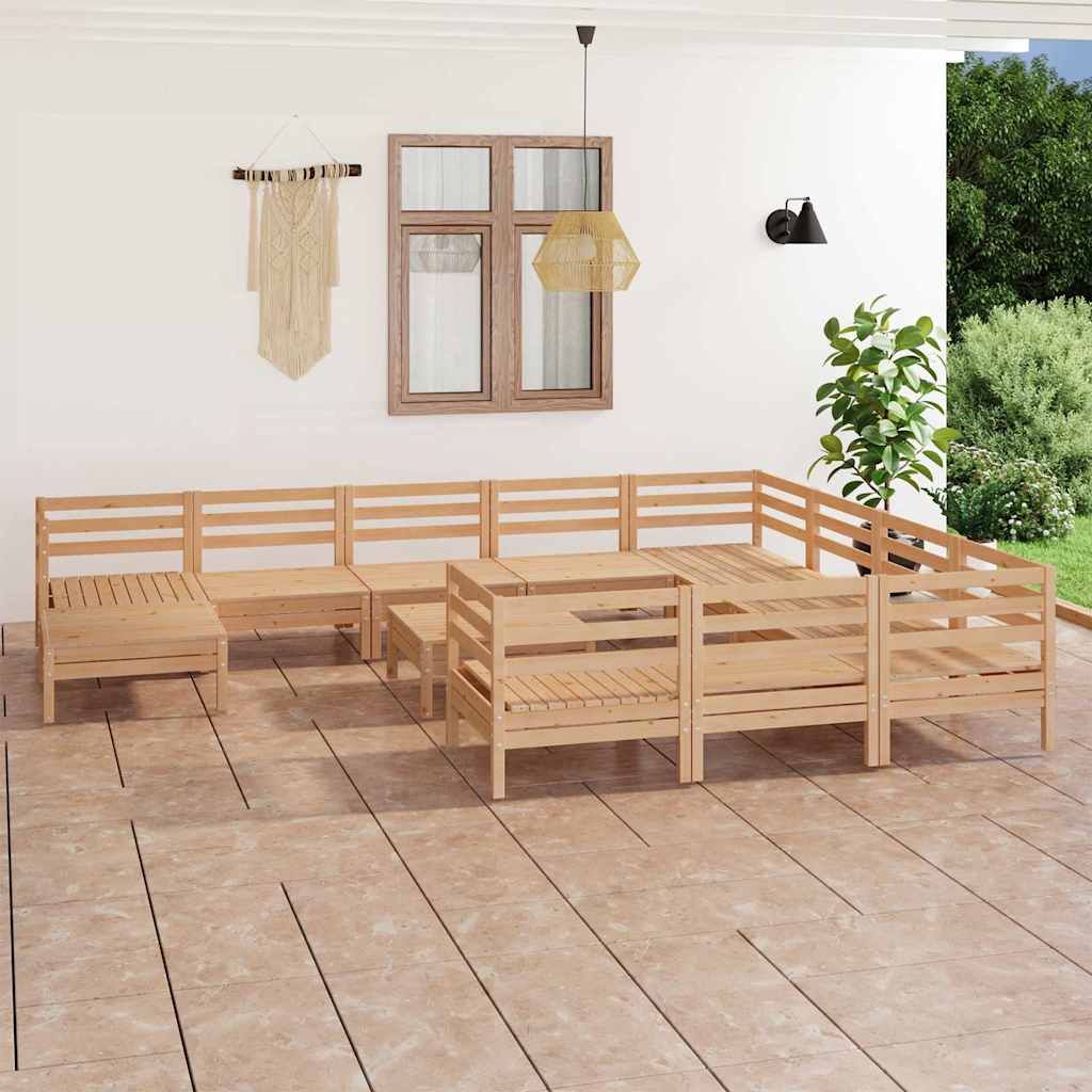 12-tlg. Garten-Lounge-Set Massivholz Kiefer