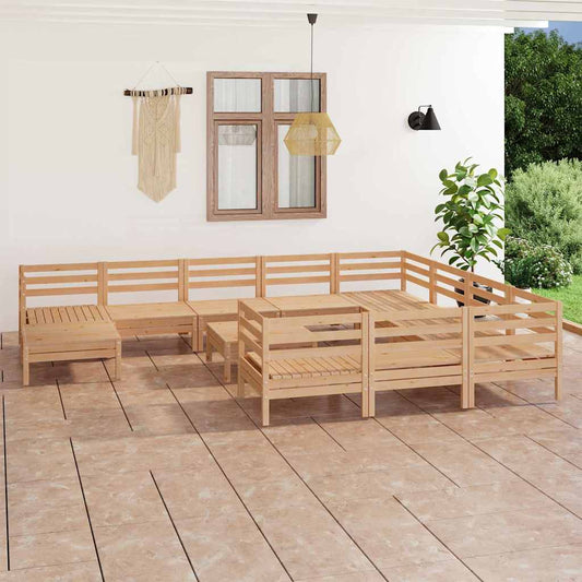 12-tlg. Garten-Lounge-Set Massivholz Kiefer