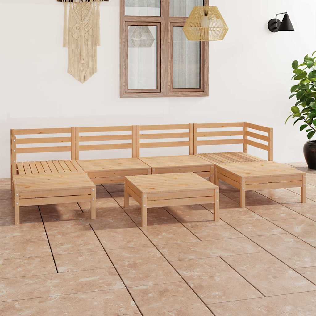 7-tlg. Garten-Lounge-Set Massivholz Kiefer