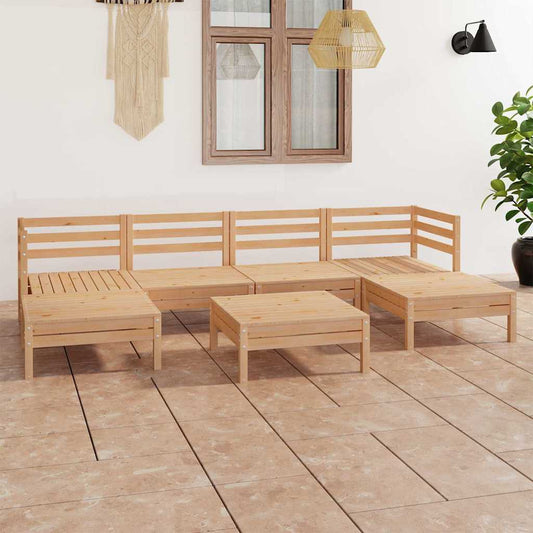 7-tlg. Garten-Lounge-Set Massivholz Kiefer