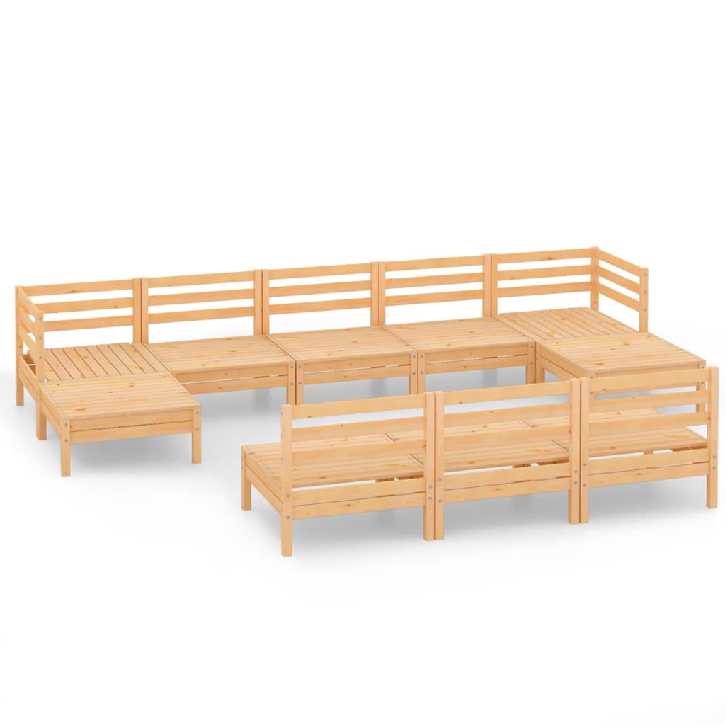 10-tlg. Garten-Lounge-Set Massivholz Kiefer