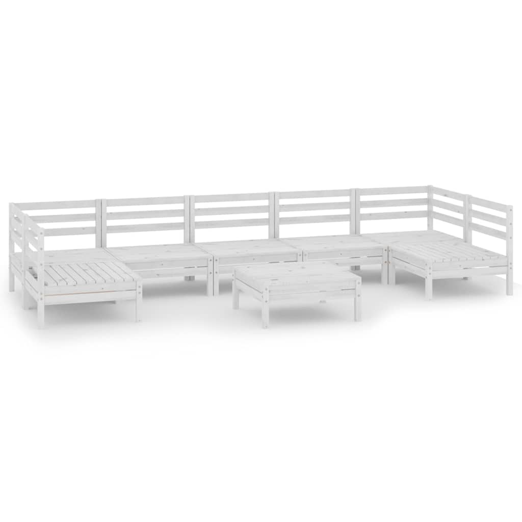 8-tlg. Garten-Lounge-Set Weiß Massivholz Kiefer