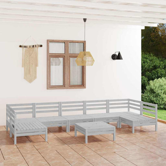8-tlg. Garten-Lounge-Set Weiß Massivholz Kiefer