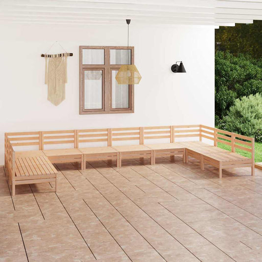 10-tlg. Garten-Lounge-Set Massivholz Kiefer