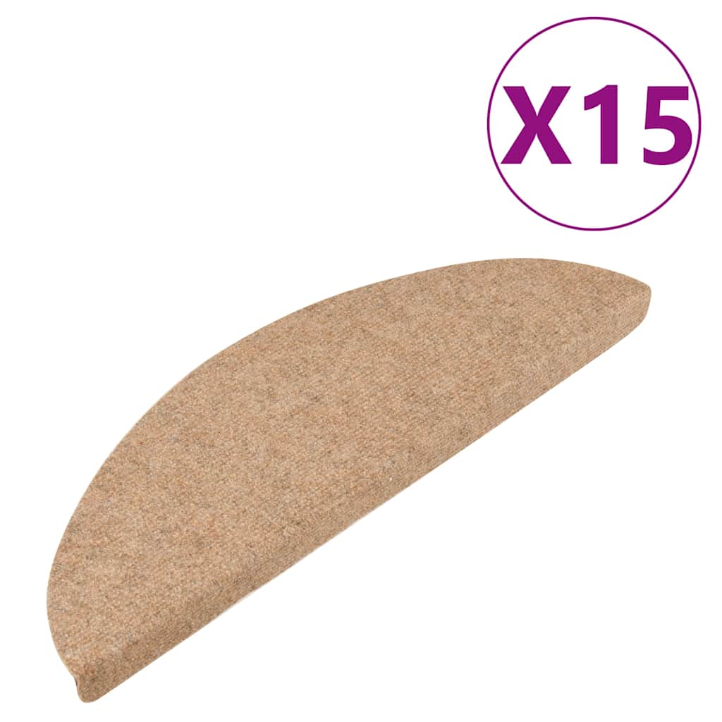 Stair Treads Self-Adhesive 15 Pcs. 56x17x3 cm Beige