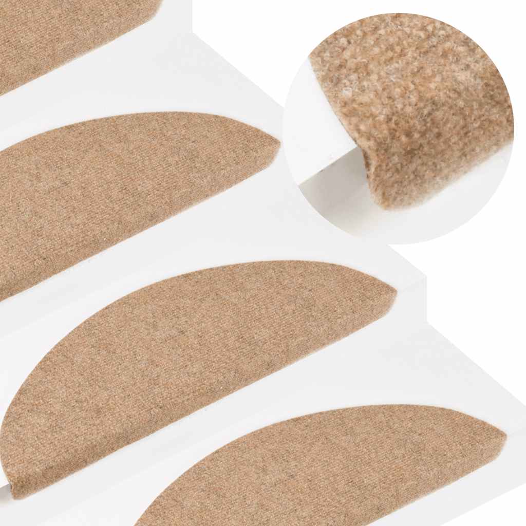 Stair Treads Self-Adhesive 15 Pcs. 56x17x3 cm Beige