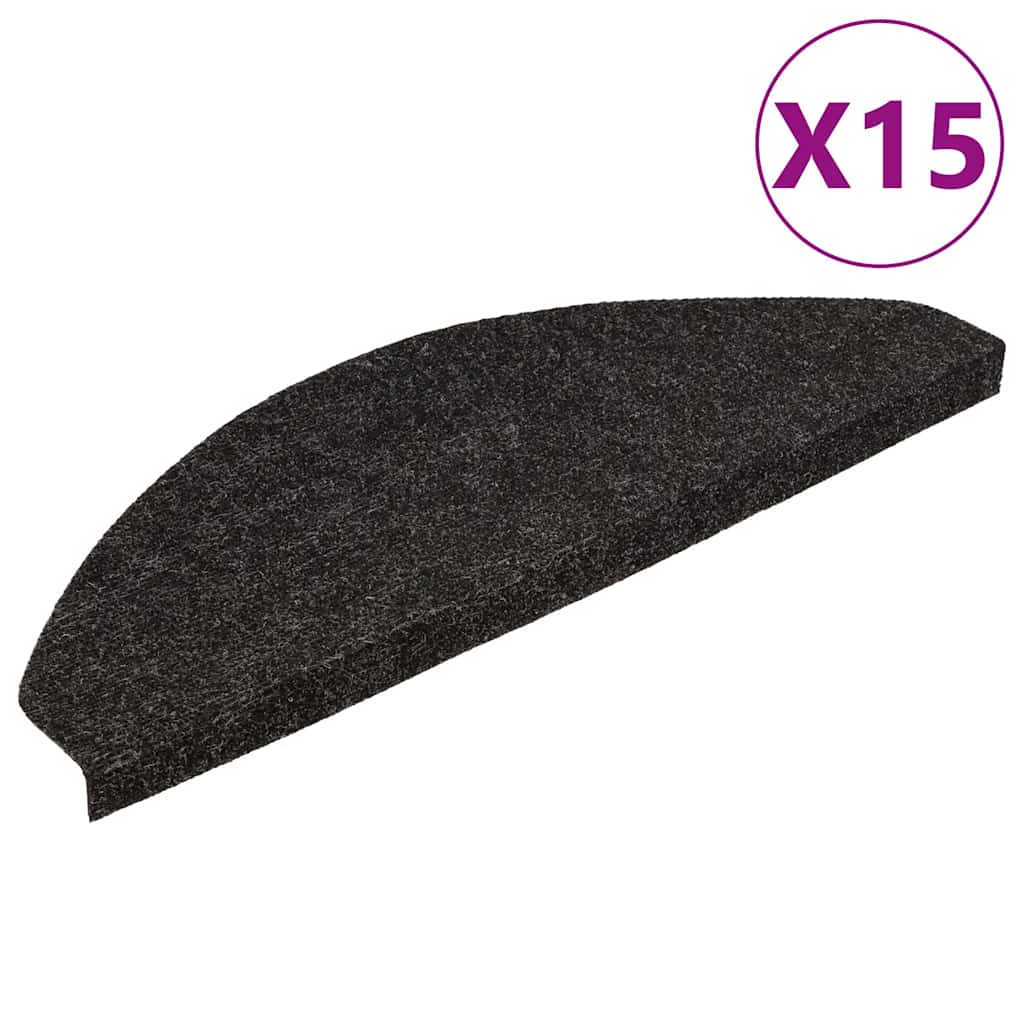 Marches d'escalier auto-adhésives 15 pcs. 56x17x3 cm Noir