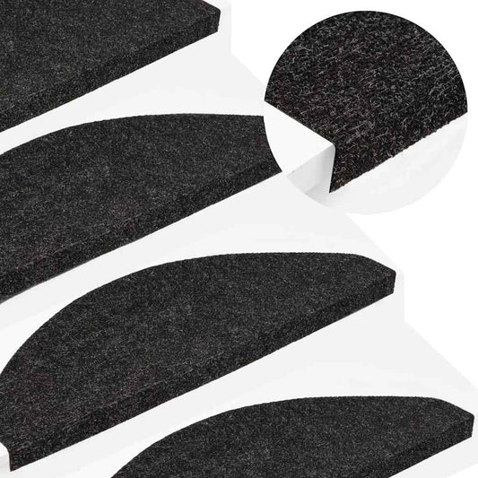Stair Mats Self-Adhesive 15 Pcs. 56x17x3 cm Black