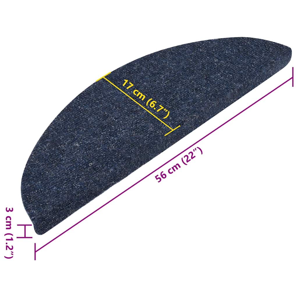 Stair Mats Self-Adhesive 15 Pcs. 56x17x3 cm Blue