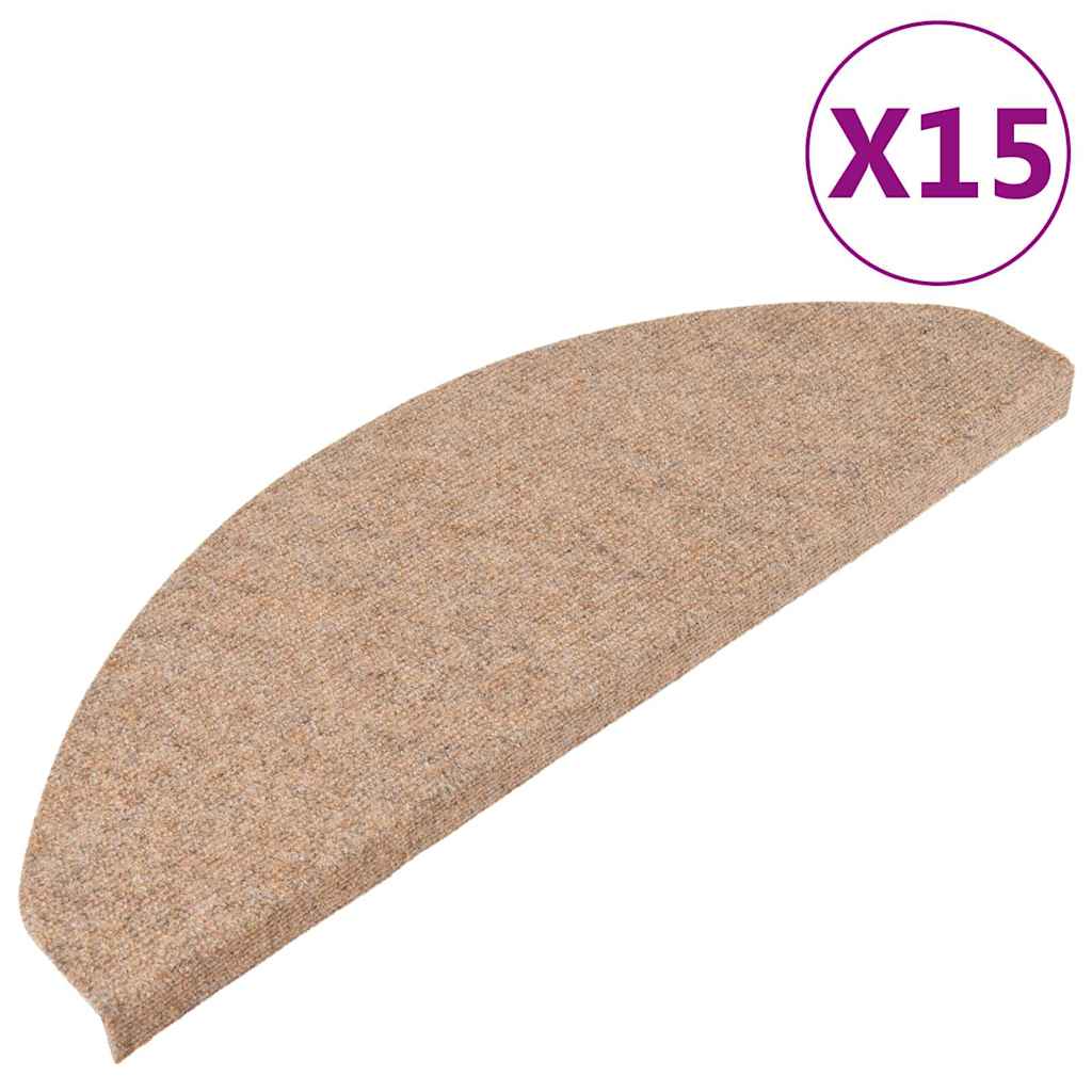 Marches d'escalier autocollantes, lot de 15, 65x22,5x3,5 cm, beiges
