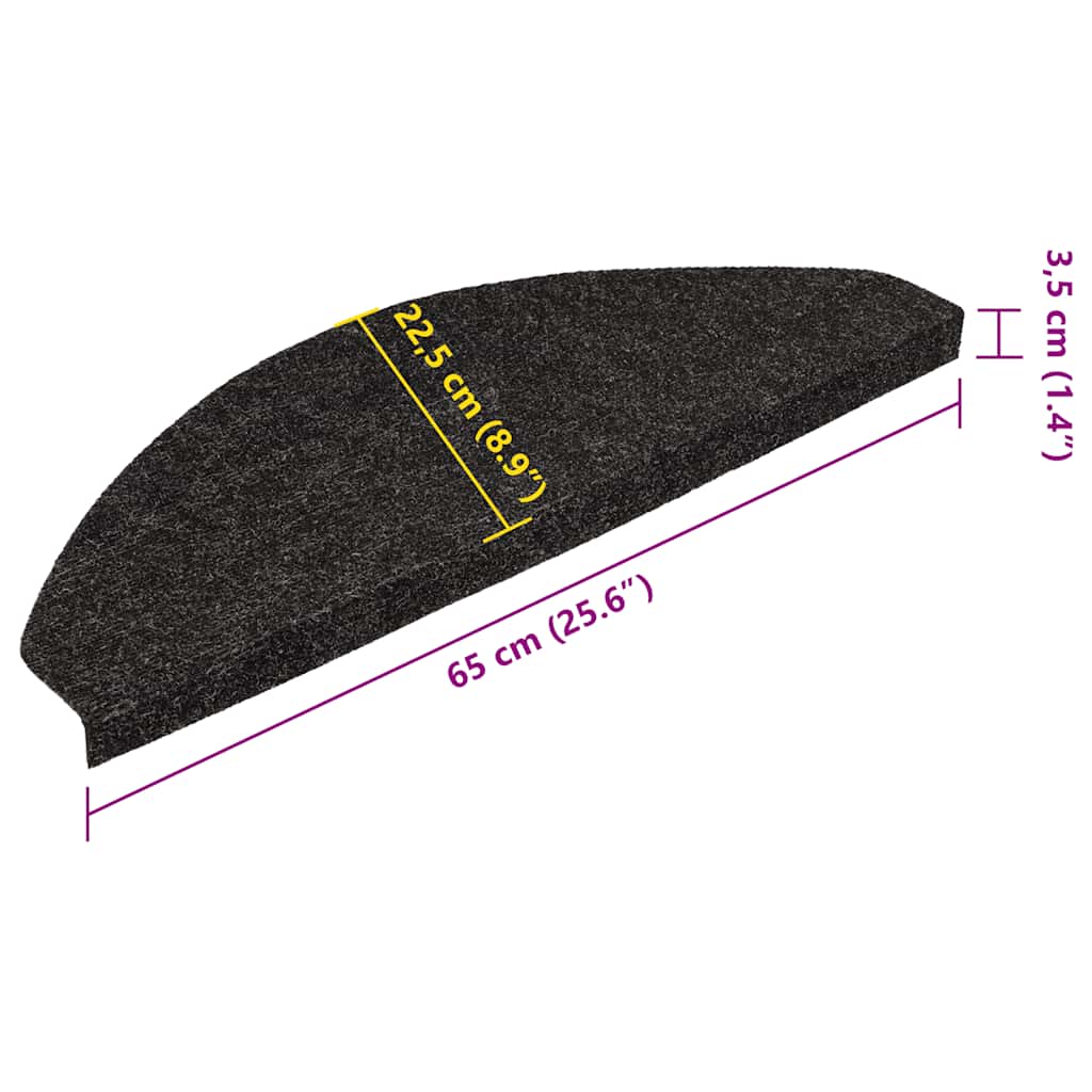 Stair Mats Self-Adhesive 15 pcs. 65x22.5x3.5 cm Anthracite