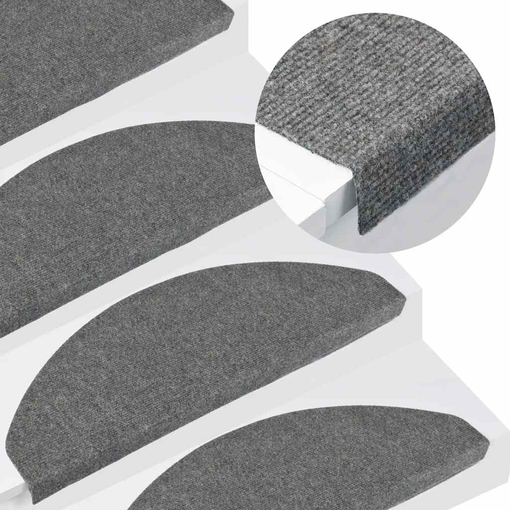 Marches d'escalier autocollantes, 15 pièces, 65x22,5x3,5 cm, gris