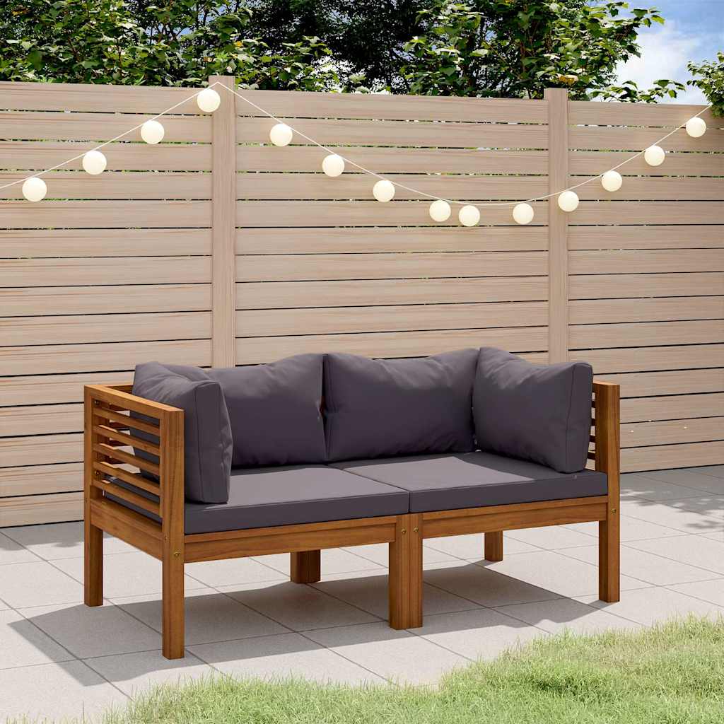 2-Sitzer-Gartensofa mit Kissen Massivholz Akazie
