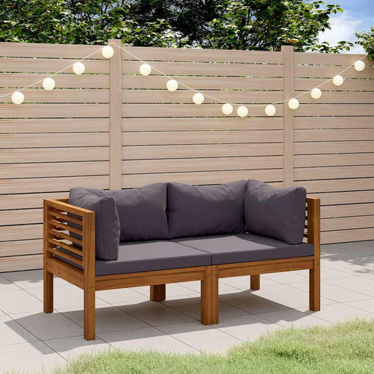 2-Sitzer-Gartensofa mit Kissen Massivholz Akazie