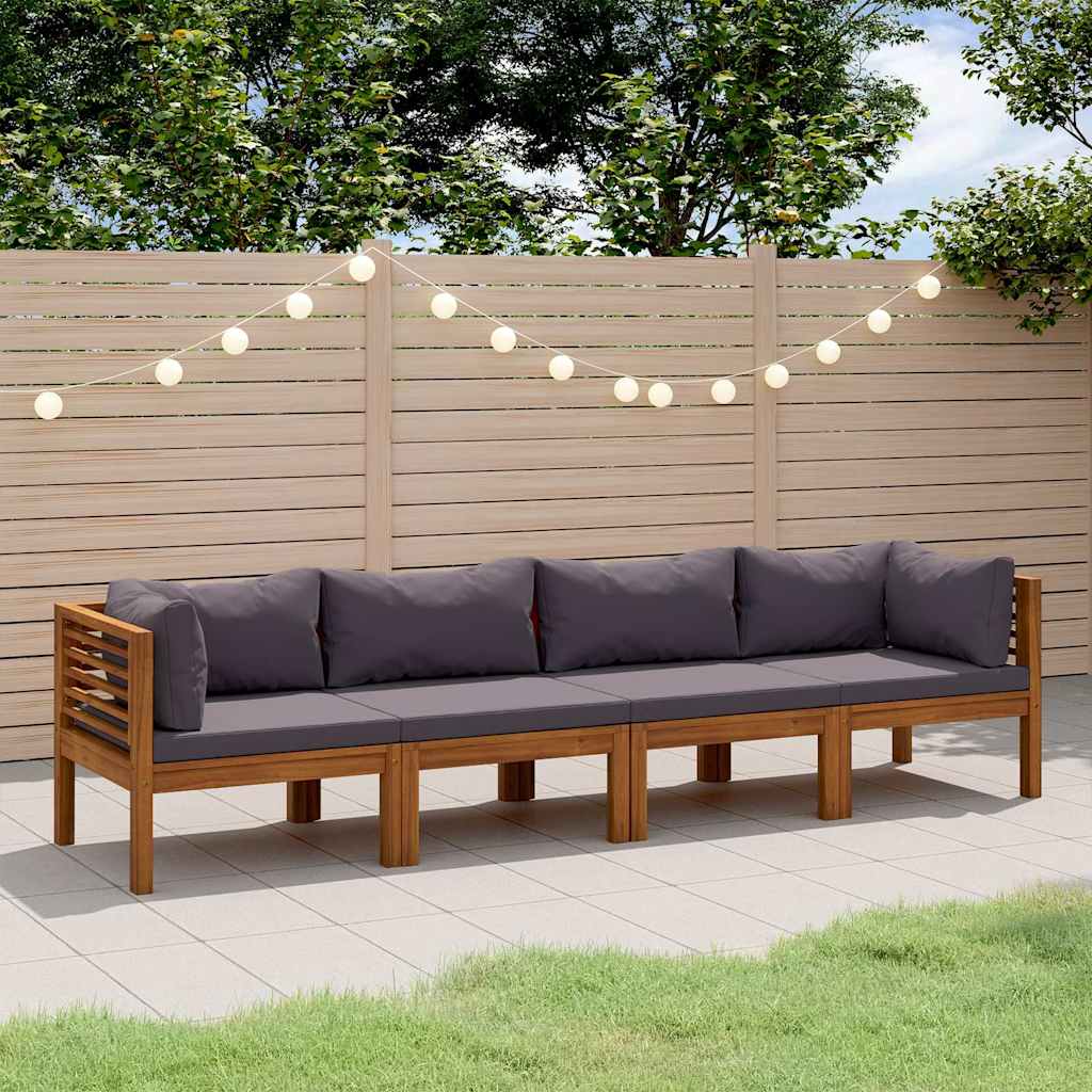 4-Sitzer-Gartensofa mit Kissen Massivholz Akazie
