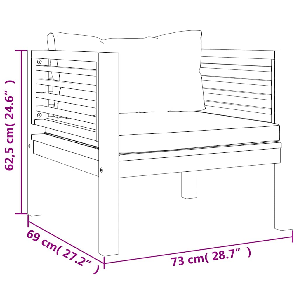 5-tlg. Garten-Lounge-Set mit Auflage Massivholz Akazie