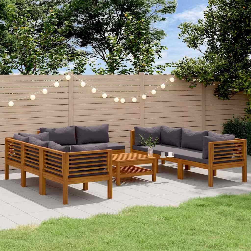 9-tlg. Garten-Lounge-Set mit Kissen Massivholz Akazie