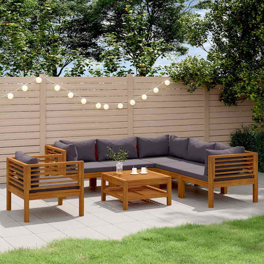 7-tlg. Garten-Lounge-Set mit Auflage Massivholz Akazie