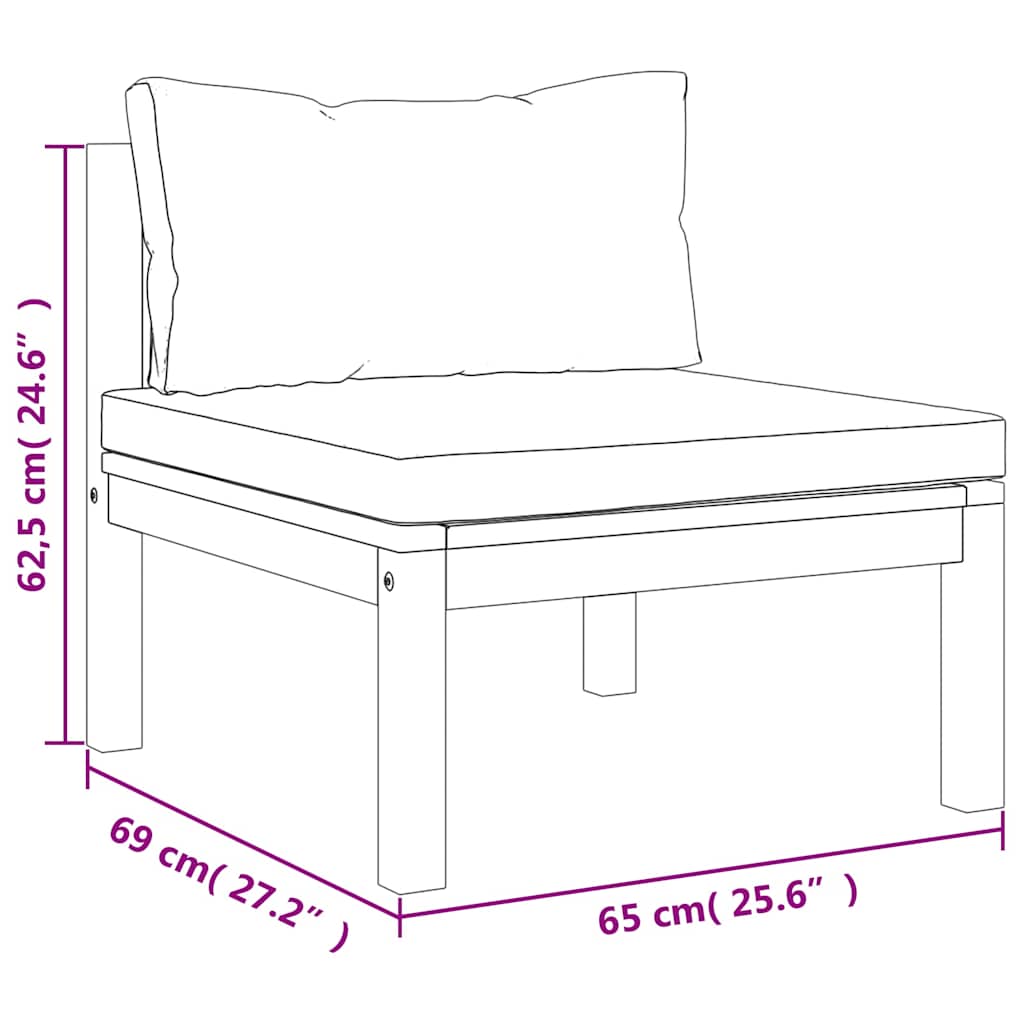 11-tlg. Garten-Lounge-Set mit Auflage Massivholz Akazie