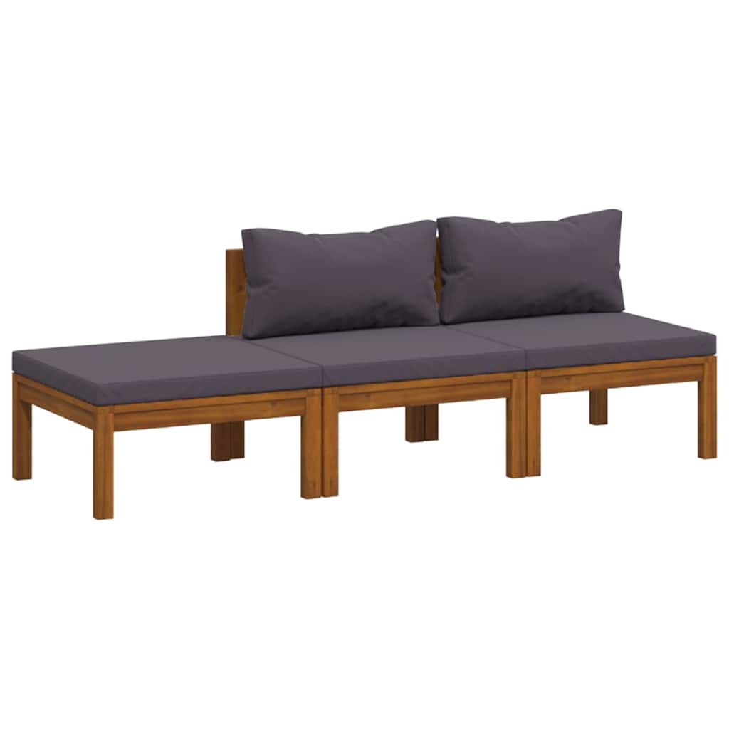 3-tlg. Garten-Lounge-Set mit Auflage Massivholz Akazie