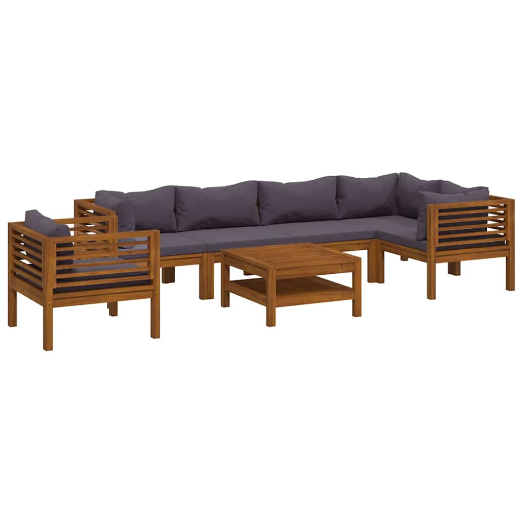 7-tlg. Garten-Lounge-Set mit Auflage Massivholz Akazie