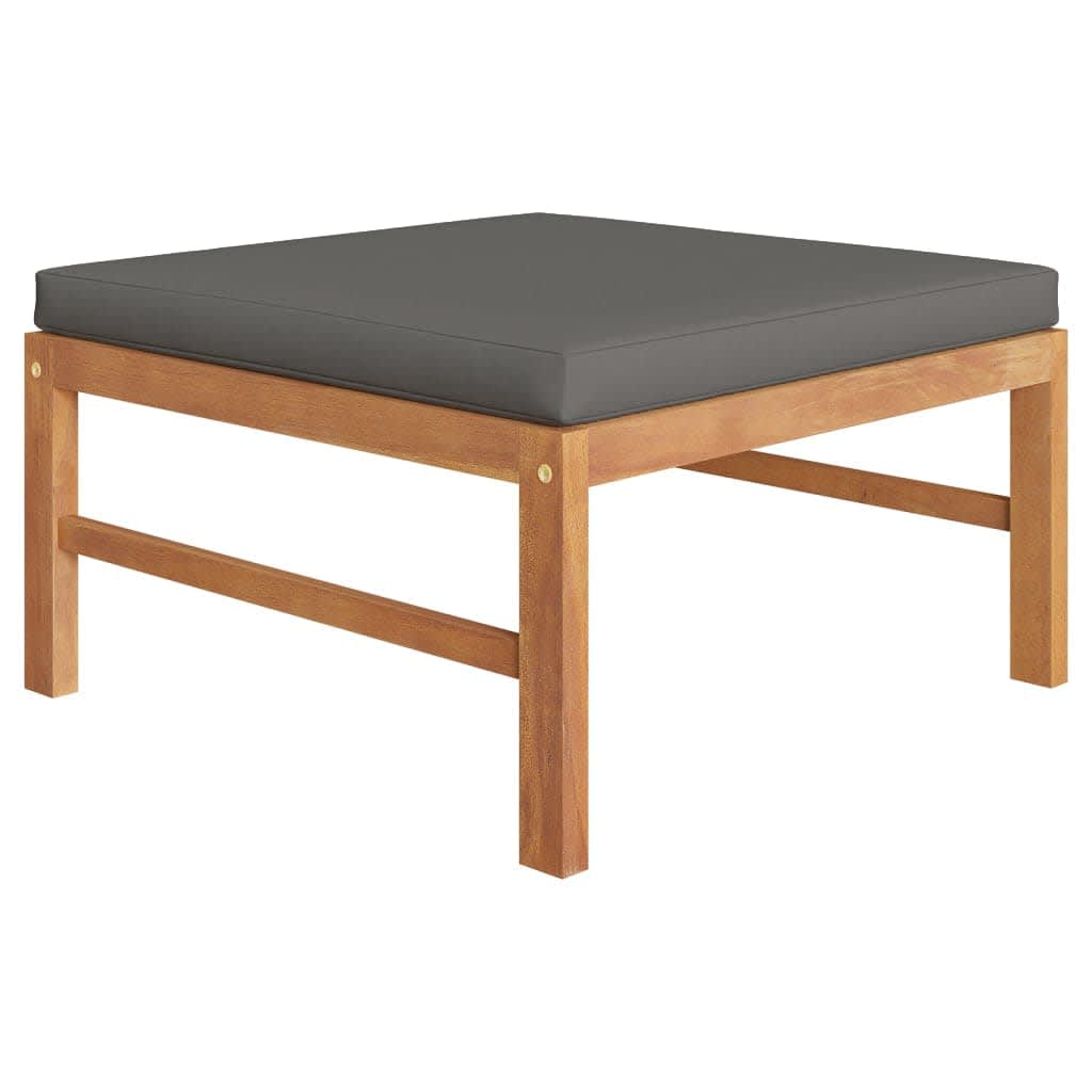 4-tlg. Garten-Lounge-Set mit Grauen Kissen Massivholz Teak