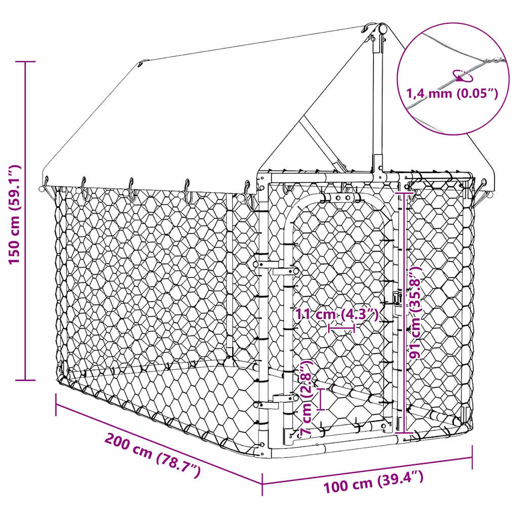 Outdoor-Hundezwinger mit Dach 200x100x150 cm
