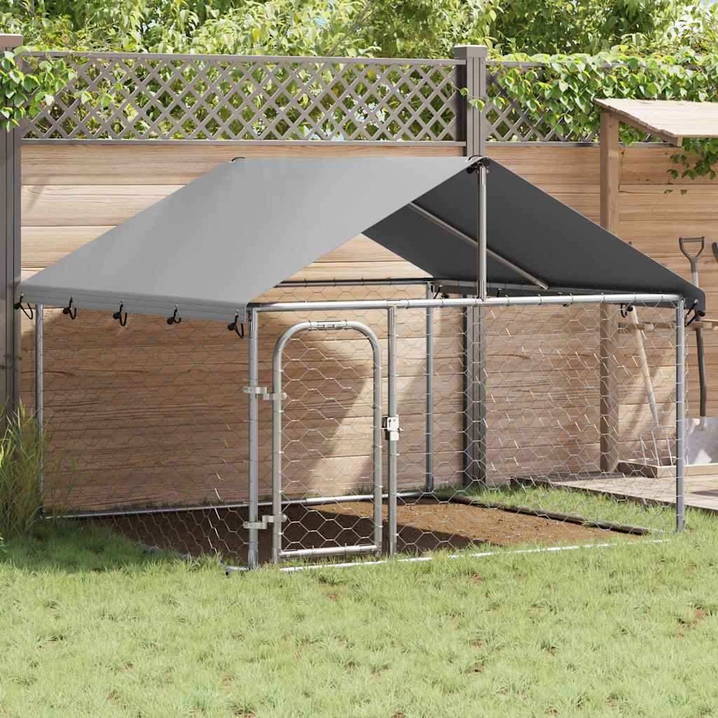 Outdoor-Hundezwinger mit Dach 200x200x150 cm
