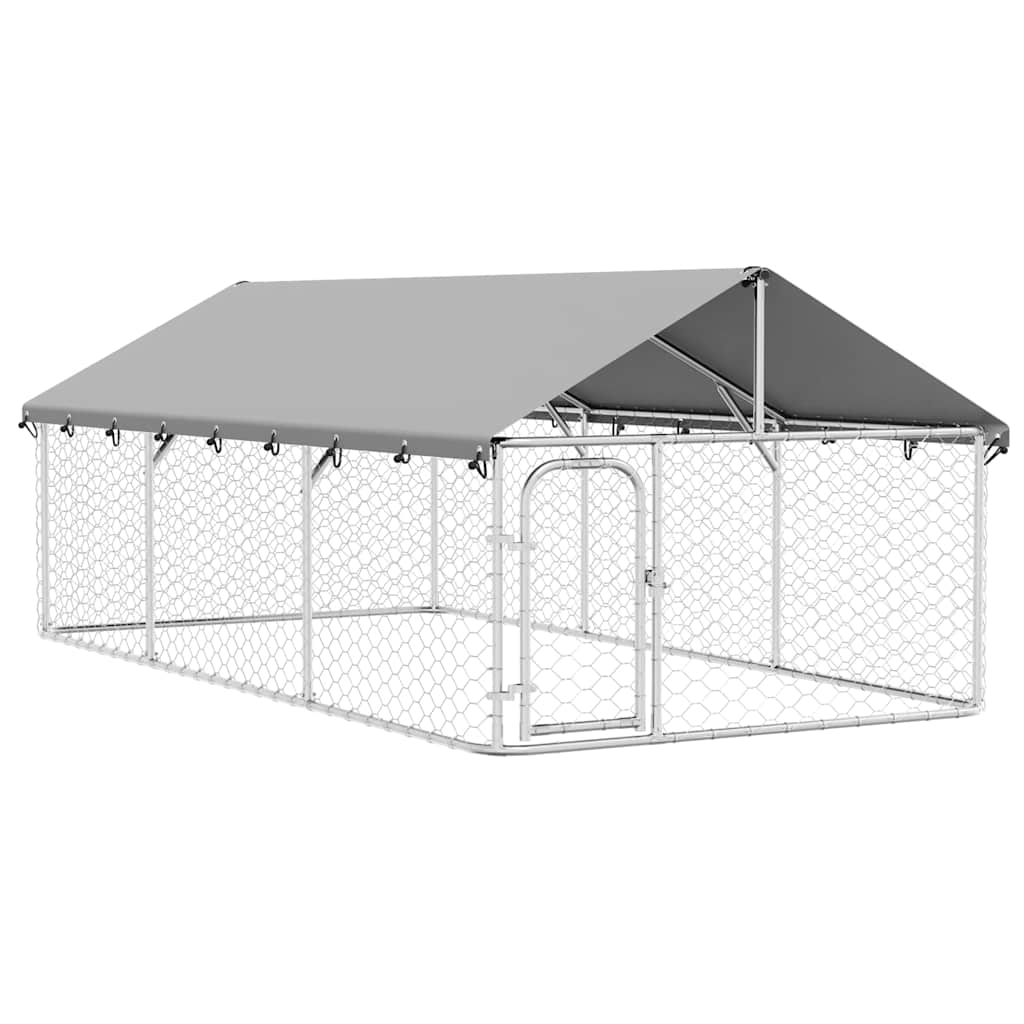 Outdoor-Hundezwinger mit Dach 400x200x150 cm