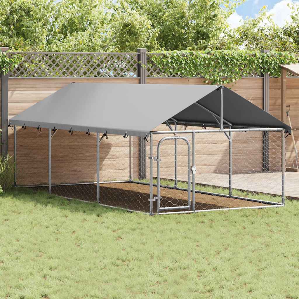 Outdoor-Hundezwinger mit Dach 400x200x150 cm
