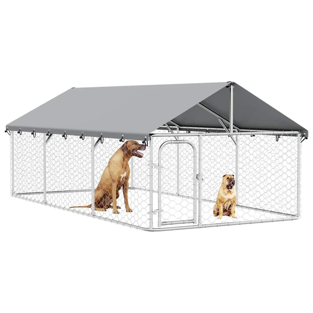 Outdoor-Hundezwinger mit Dach 400x200x150 cm