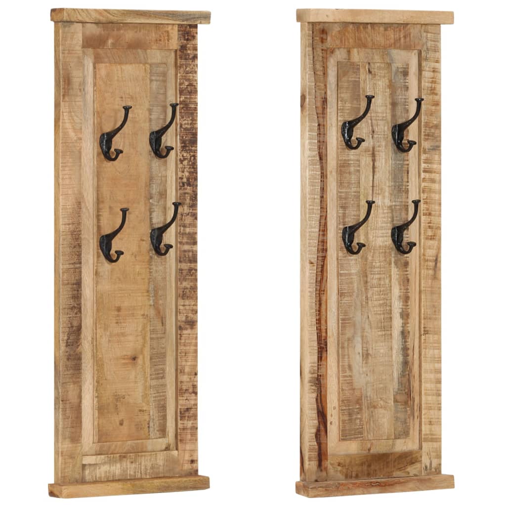 Portemanteaux 2 pcs. Mangue en bois massif 38x100 cm