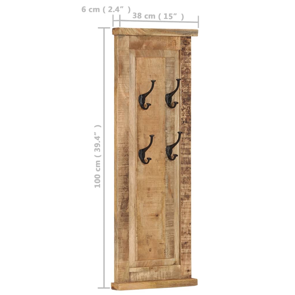 Portemanteaux 2 pcs. Mangue en bois massif 38x100 cm
