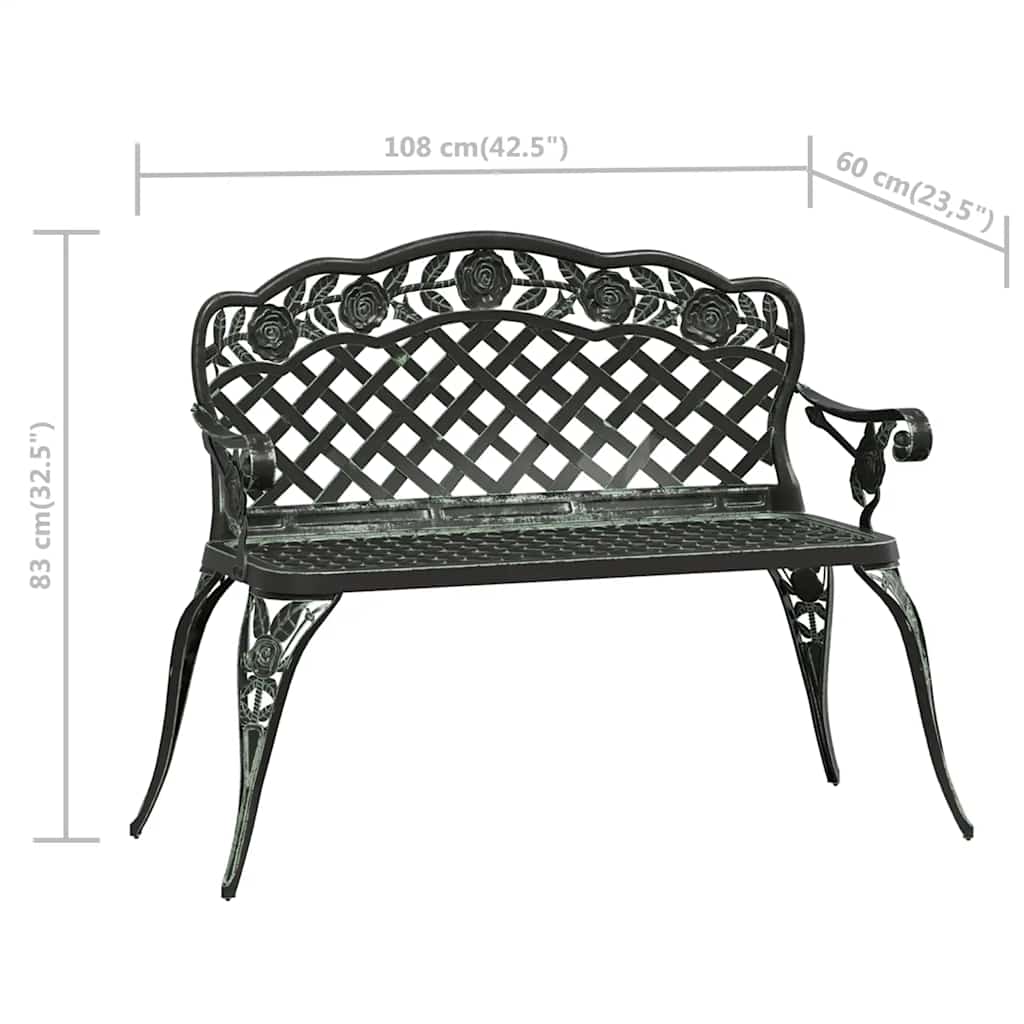 Gartenbank 108 cm Aluminiumguss Grün