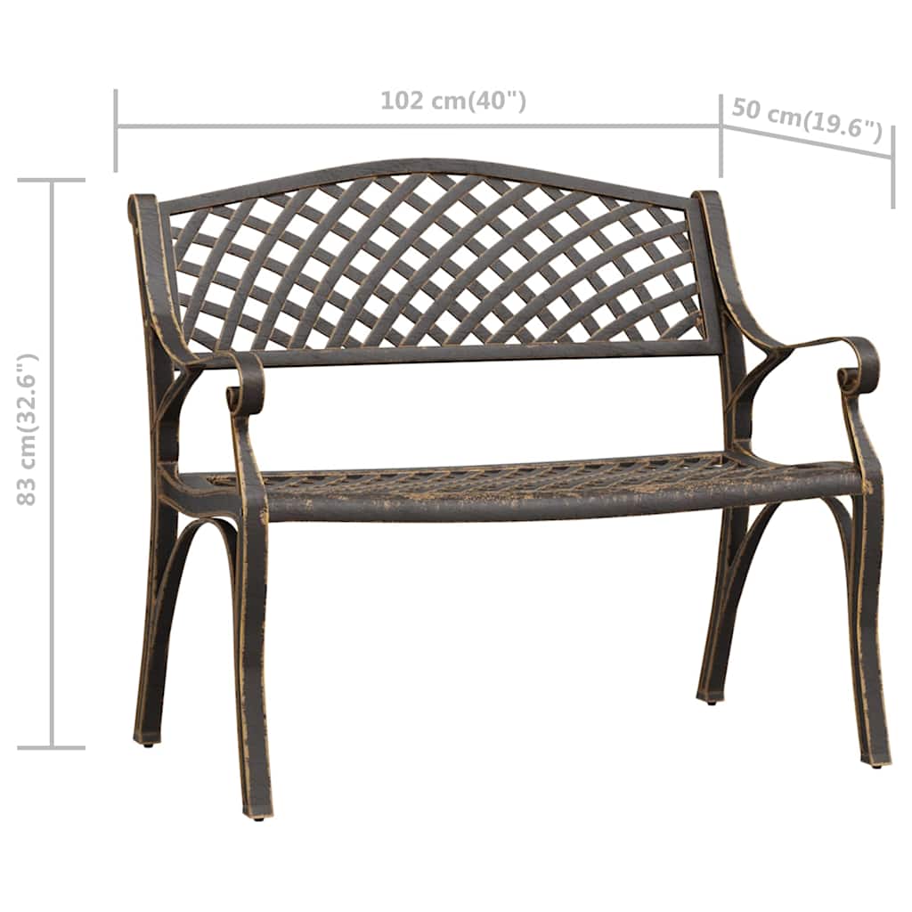 Gartenbank 102 cm Aluminiumguss Bronzen
