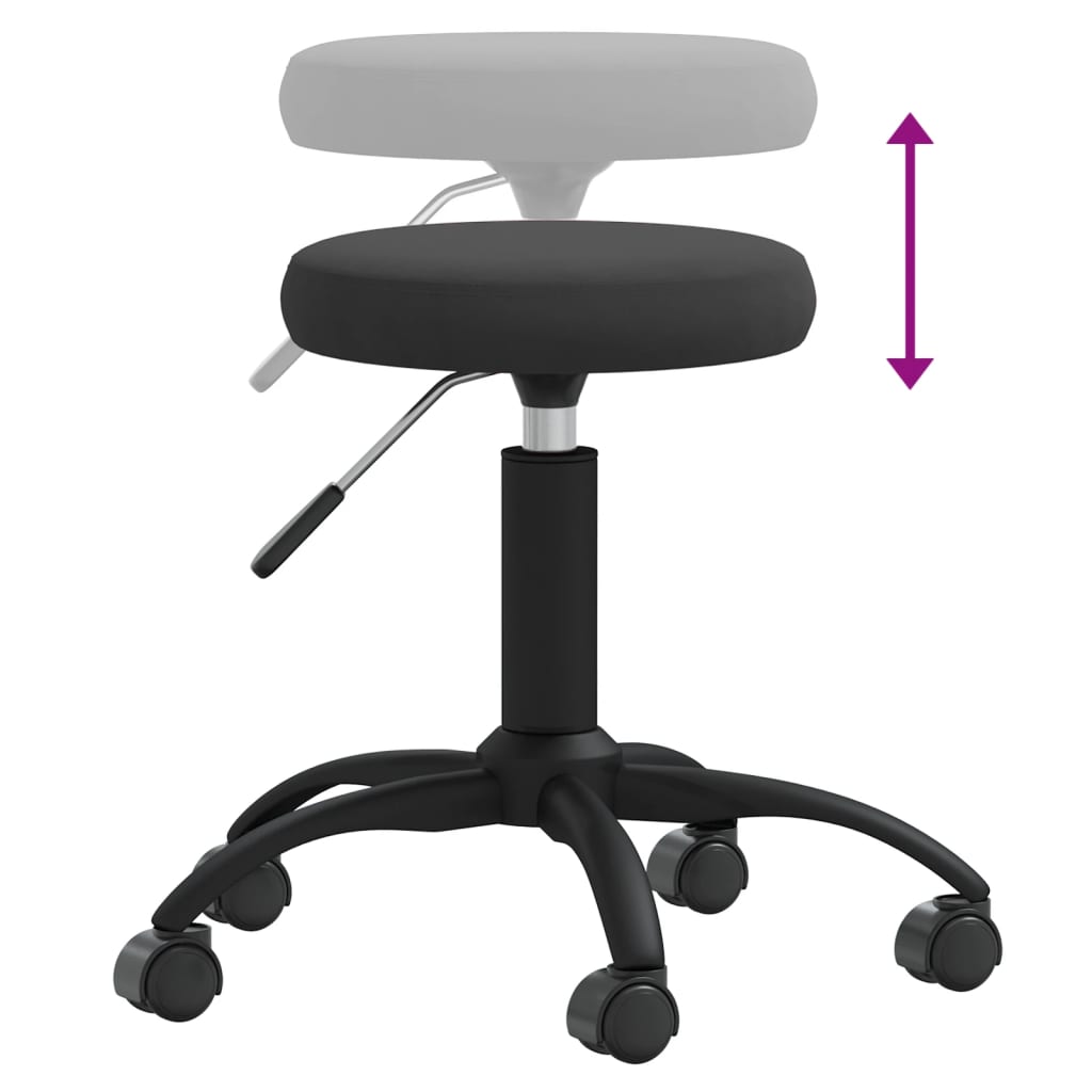 Massage Stool Velvet Black
