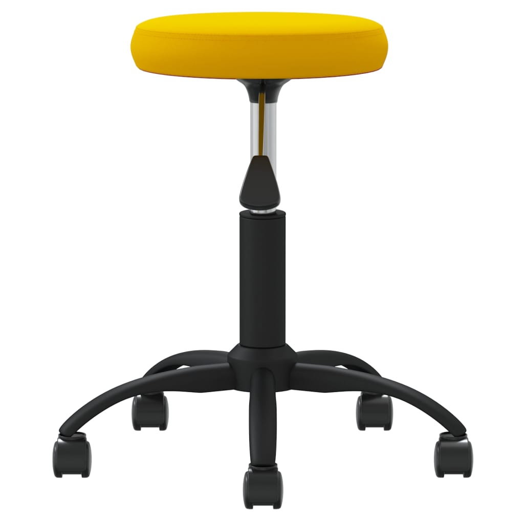 Tabouret de massage velours jaune moutarde