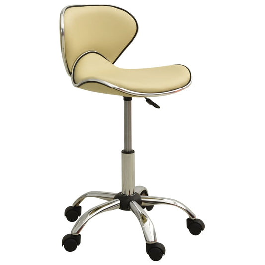 Chaise de bureau crème en similicuir
