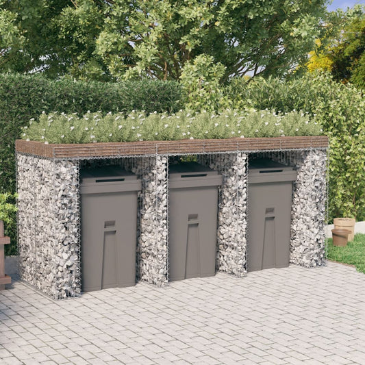 Gabion Bin Enclosure 270x91x120 cm Galvanized Iron