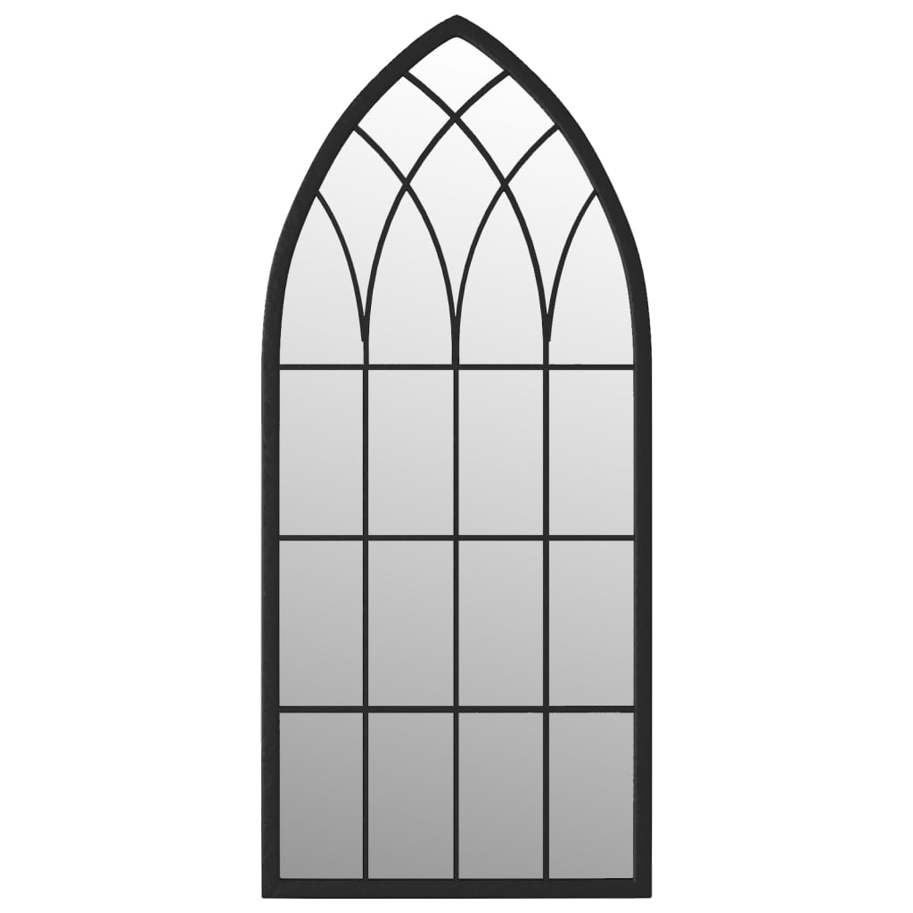 Miroir de jardin noir 100x45 cm en fer