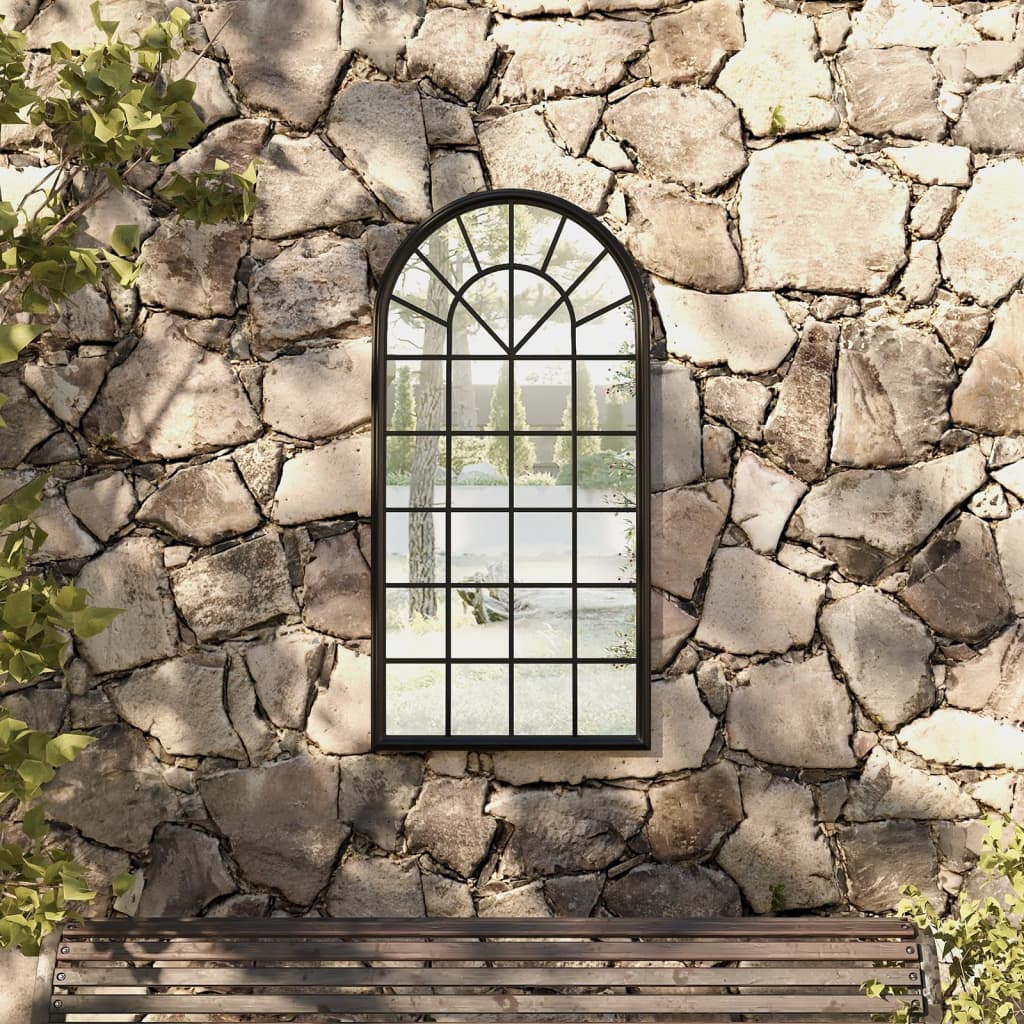 Garden Mirror Black 90x45 cm Iron