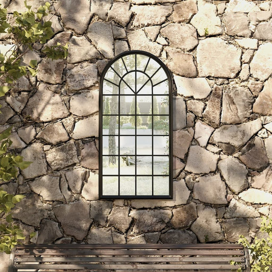 Garden Mirror Black 90x45 cm Iron