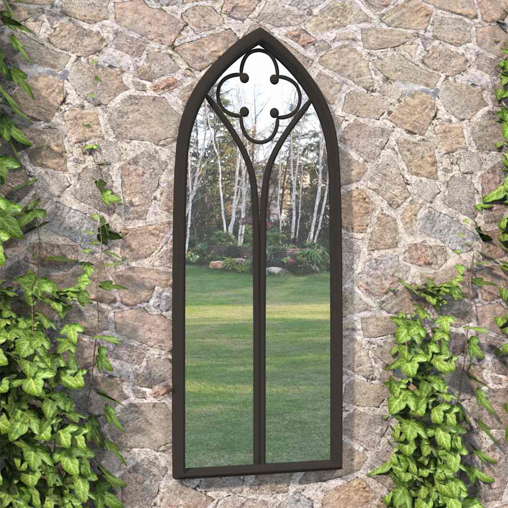 Garden Mirror Black 100x45 cm Iron