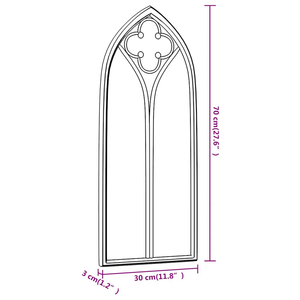 Garden Mirror Black 70x30 cm Iron